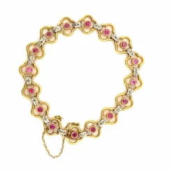 Bracelet Or Jaune 18k Rubis & Diamants