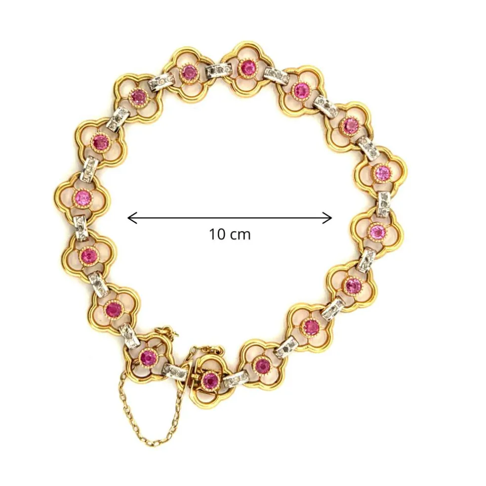 Bracelet Or Jaune 18k Rubis & Diamants