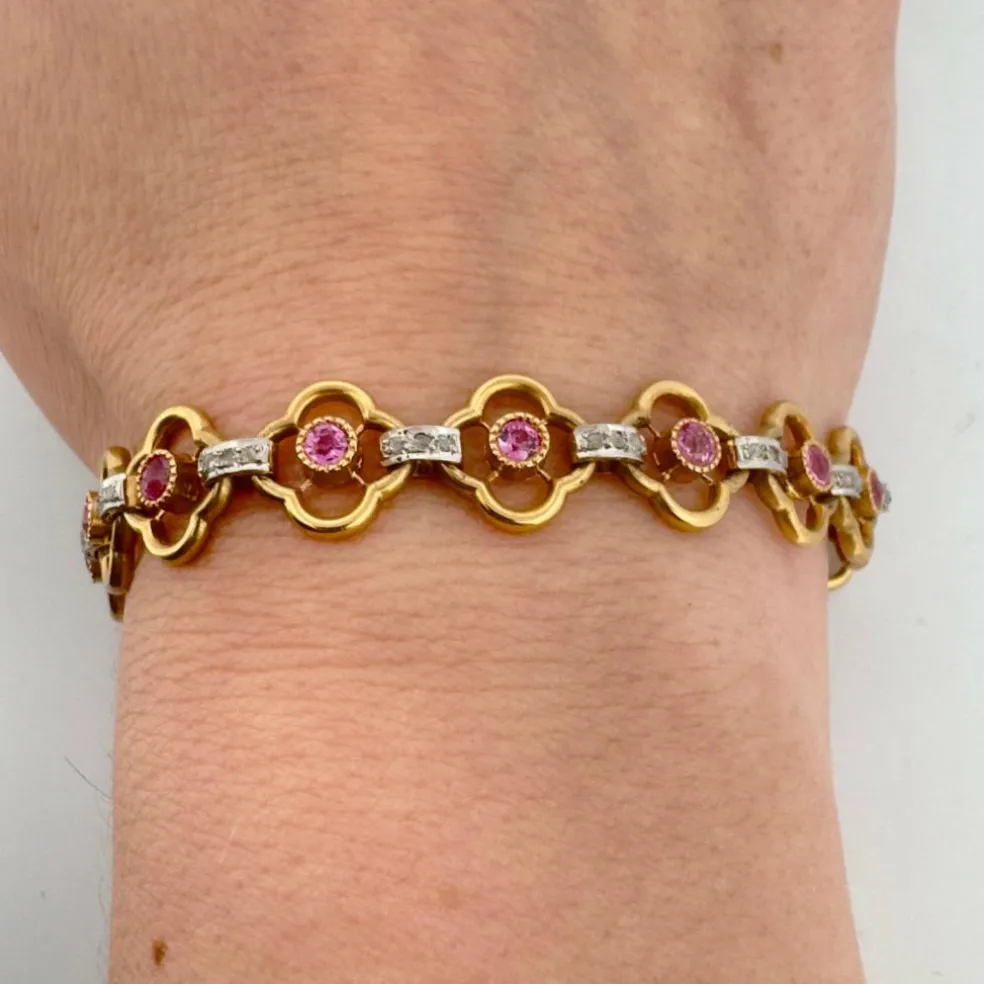 Bracelet Or Jaune 18k Rubis & Diamants
