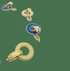 Bracelet or jaune, lapis lazuli.