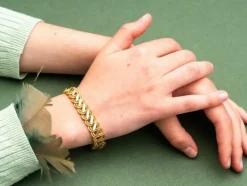 Bracelet Or jaune Maille brossée et brillante