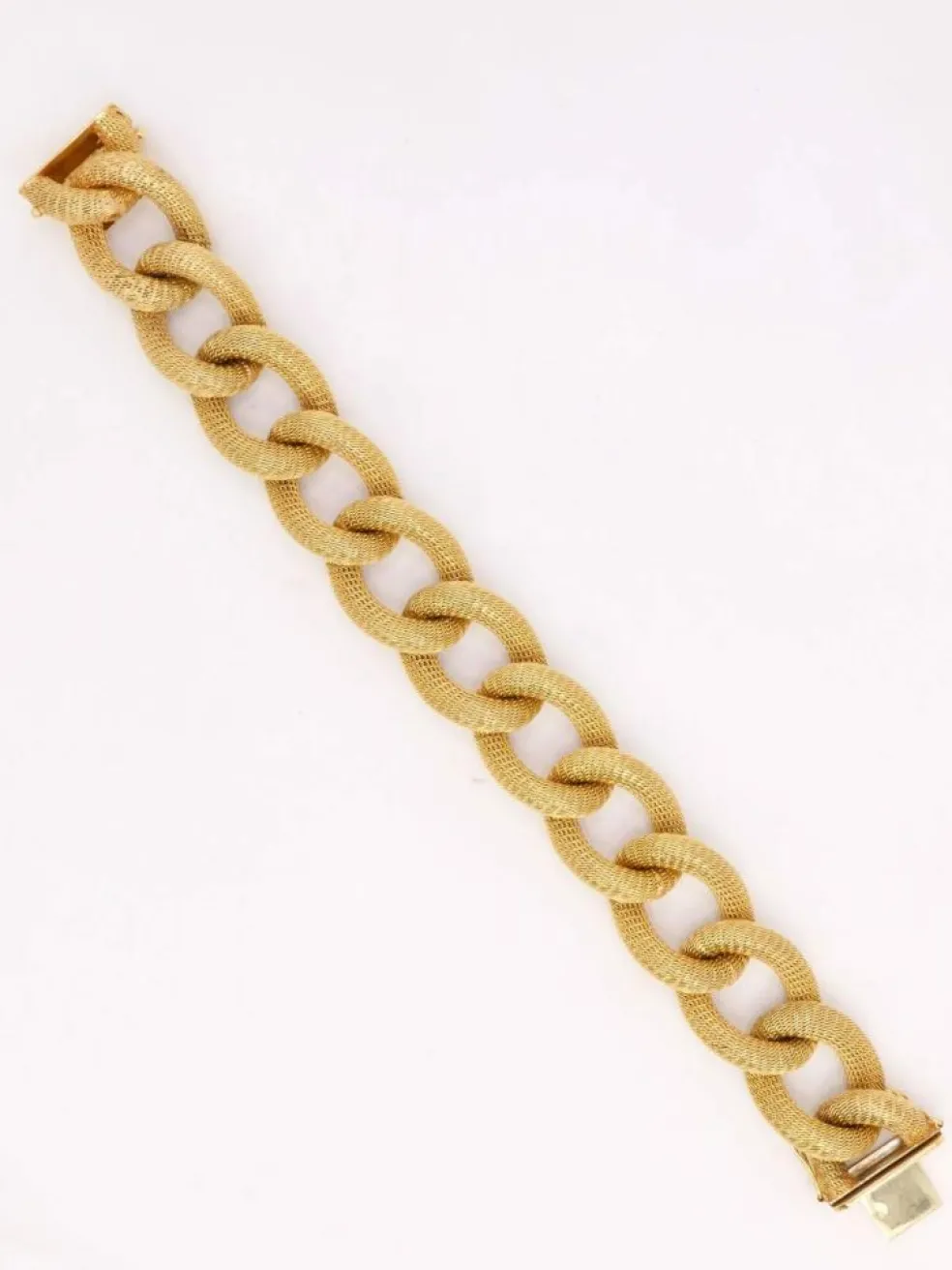 Bracelet or jaune maillons texturés ovales
