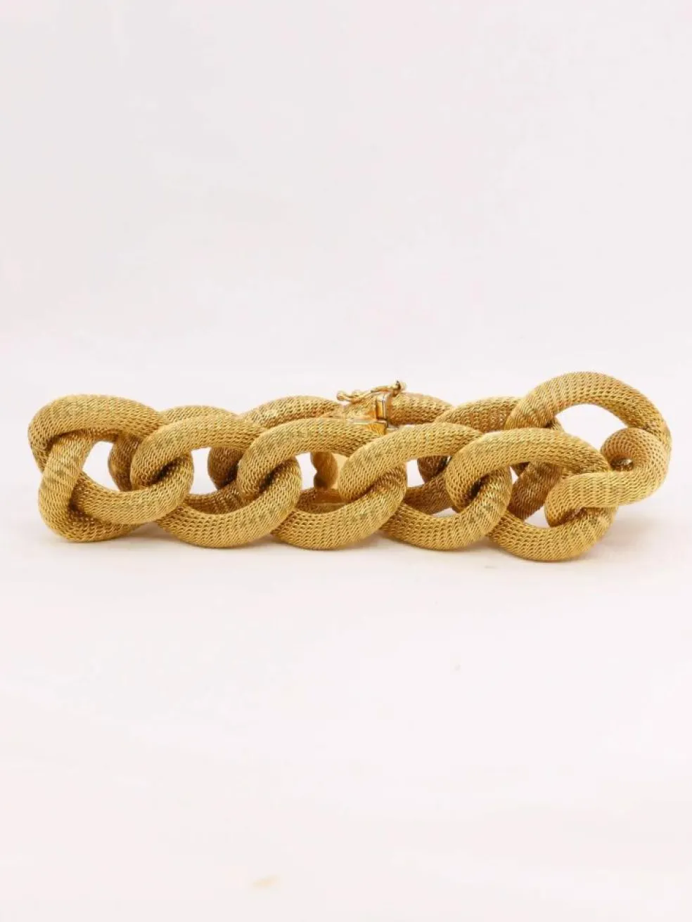 Bracelet or jaune maillons texturés ovales