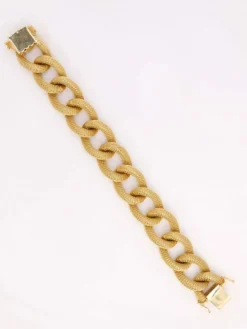 Bracelet or jaune maillons texturés ovales