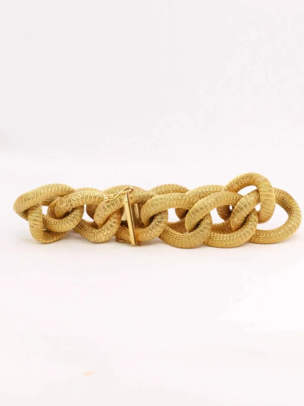Bracelet or jaune maillons texturés ovales