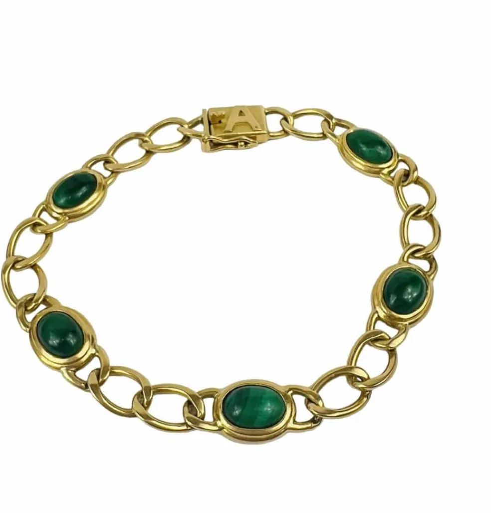 Bracelet Or Jaune Malachite