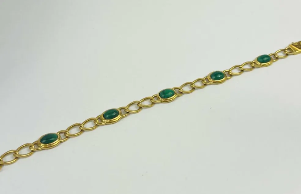 Bracelet Or Jaune Malachite
