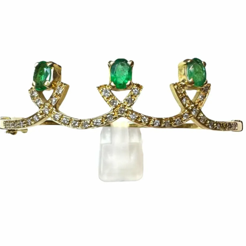 Bracelet or jaune émeraudes diamants