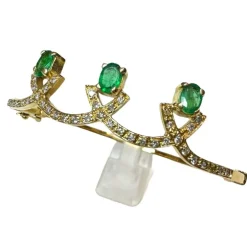 Bracelet or jaune émeraudes diamants