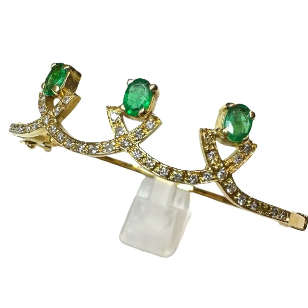 Bracelet or jaune émeraudes diamants