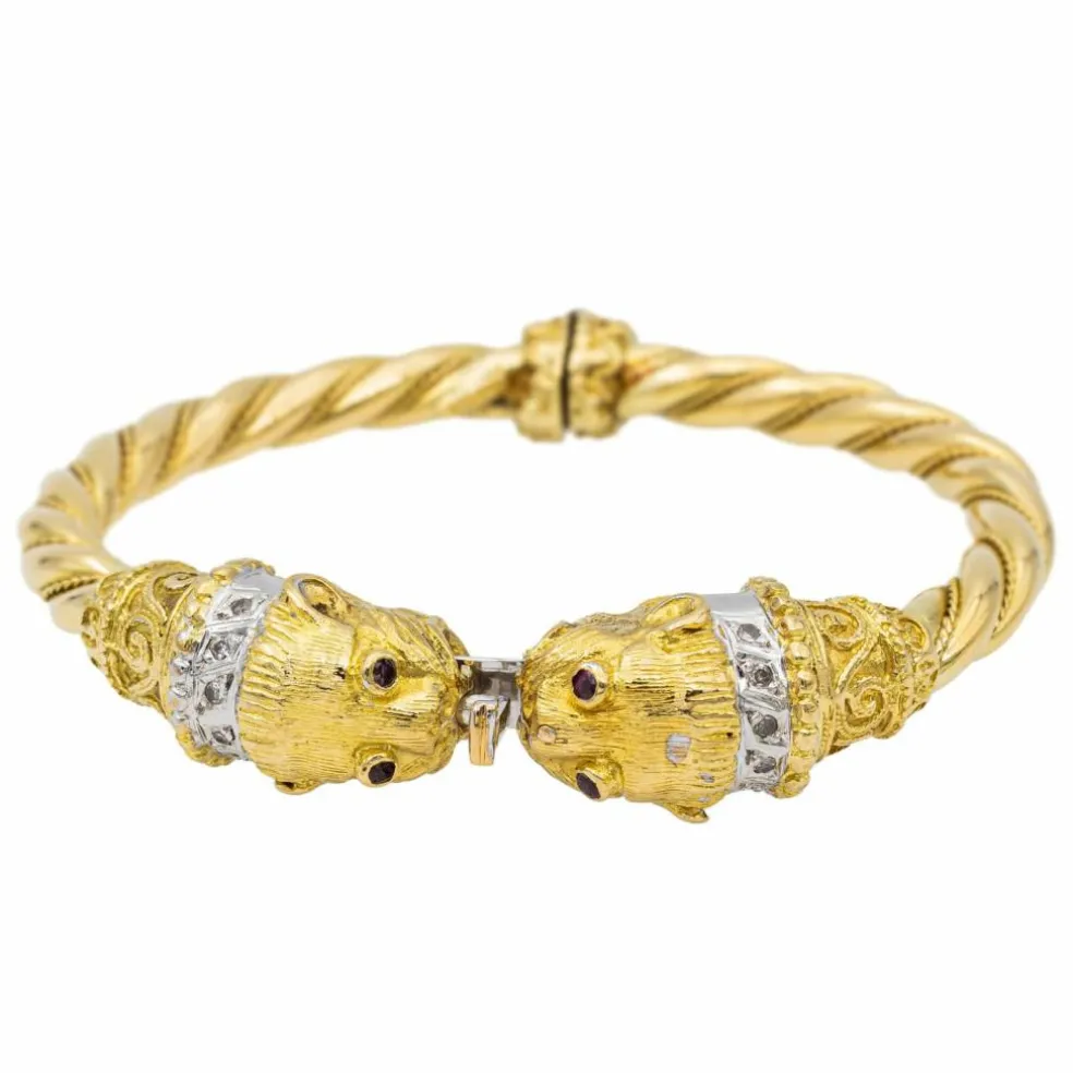 Bracelet Or jaune, Or blanc Diamant, Rubis
