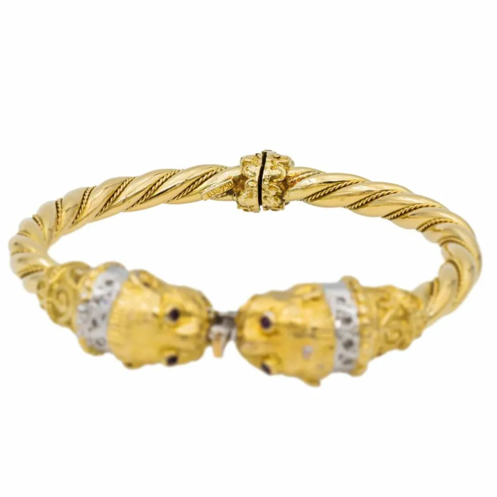 Bracelet Or jaune, Or blanc Diamant, Rubis