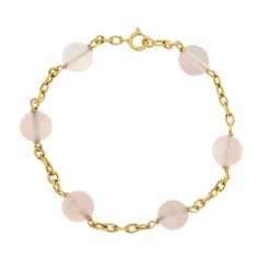 Bracelet Or jaune Quartz rose
