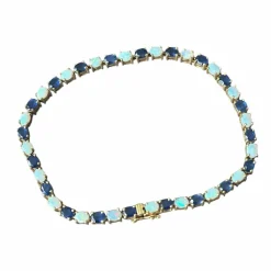 Bracelet or jaune, saphirs et opales