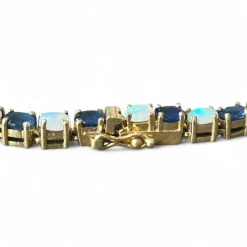Bracelet or jaune, saphirs et opales