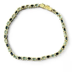 Bracelet or jaune, saphirs et opales