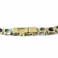 Bracelet or jaune, saphirs et opales