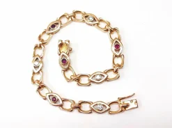 Bracelet or rose diamants et rubis
