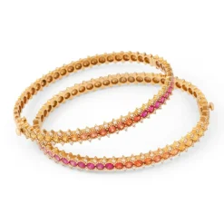 Bracelet or rose et saphirs multicolores