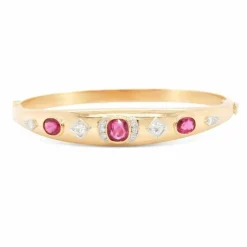 Bracelet or rose rubis diamants