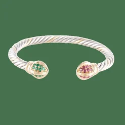 Bracelet ouvert Rubis Emeraudes