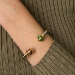 Bracelet ouvert Rubis Emeraudes