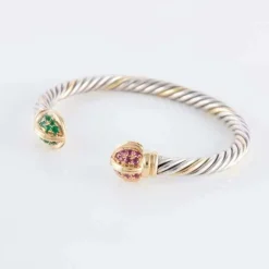 Bracelet ouvert Rubis Emeraudes