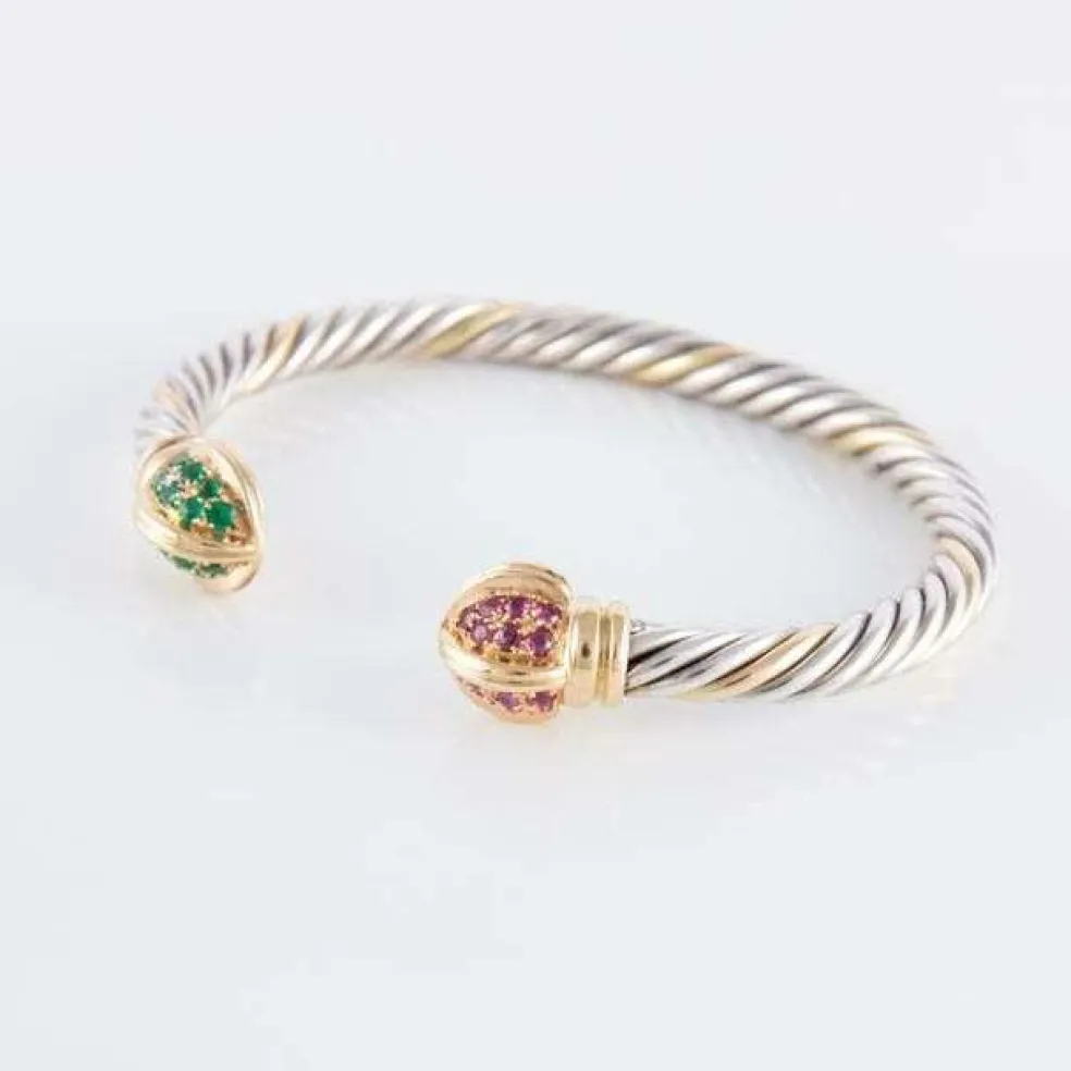 Bracelet ouvert Rubis Emeraudes