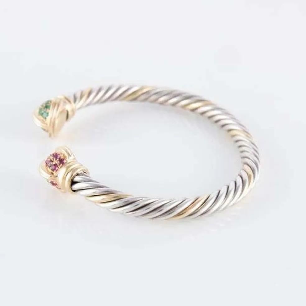 Bracelet ouvert Rubis Emeraudes