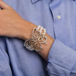 Bracelet Papillon Perles Akoya Diamants