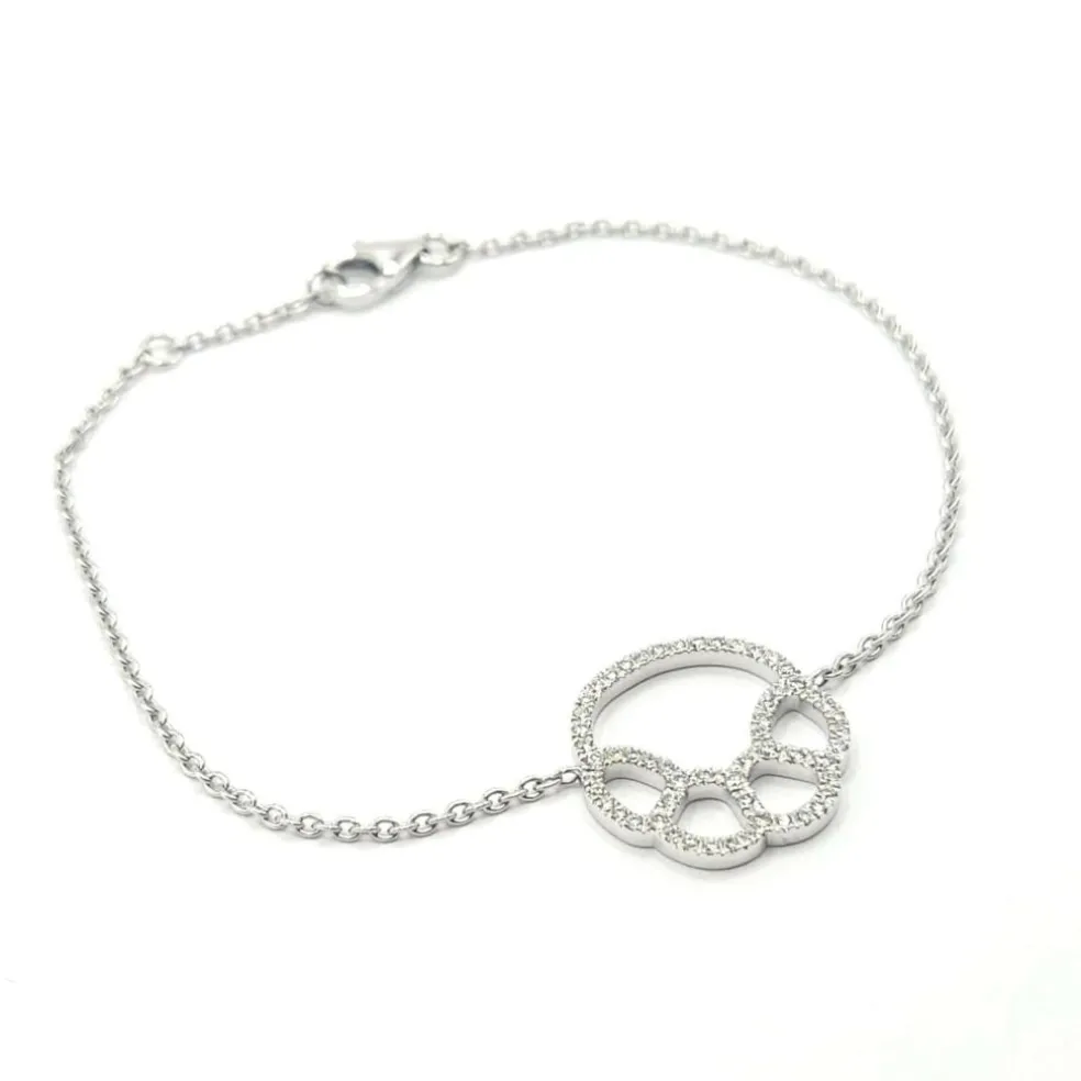 Bracelet patte or blanc serti de diamants