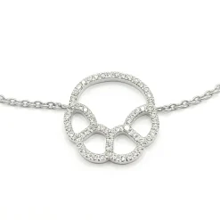 Bracelet patte or blanc serti de diamants