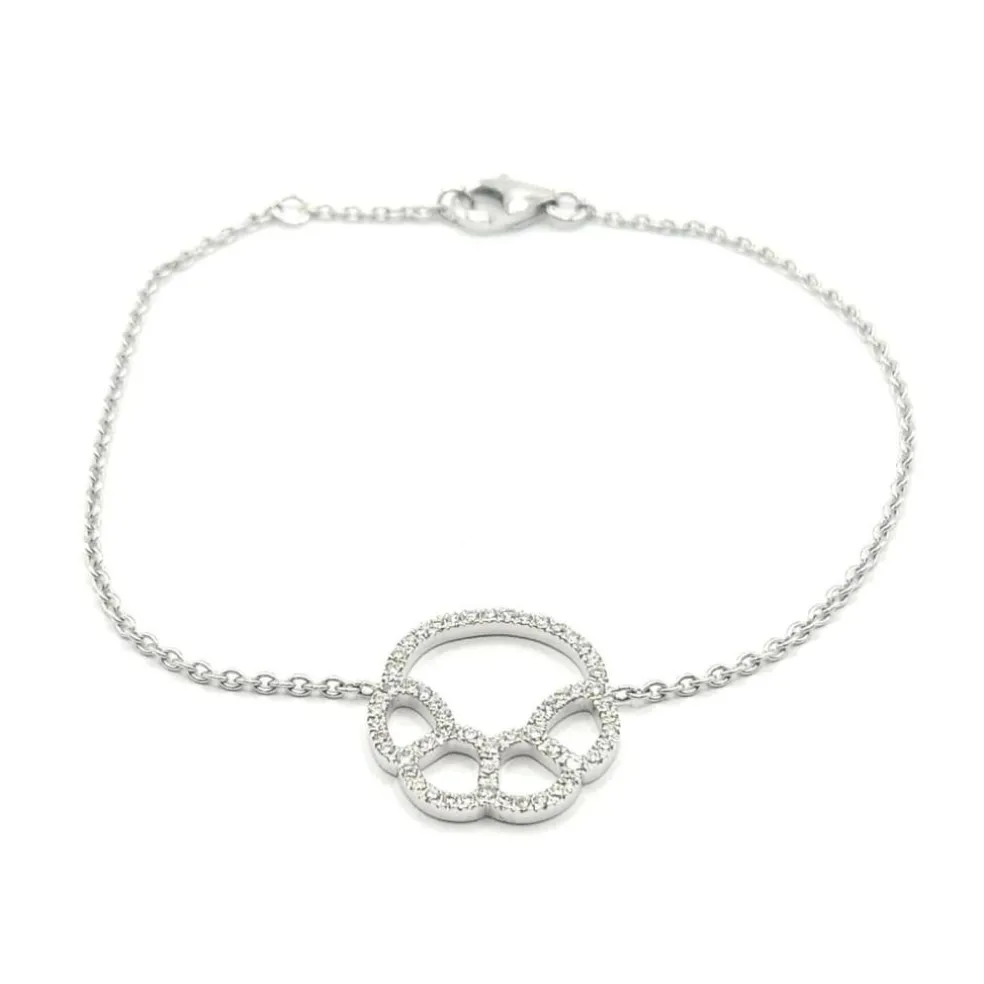 Bracelet patte or blanc serti de diamants