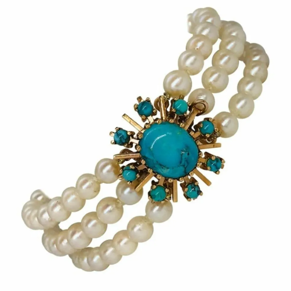Bracelet Perles Akoya Turquoise