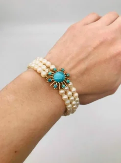Bracelet Perles Akoya Turquoise