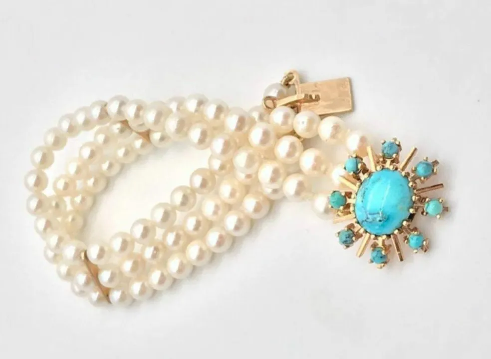 Bracelet Perles Akoya Turquoise