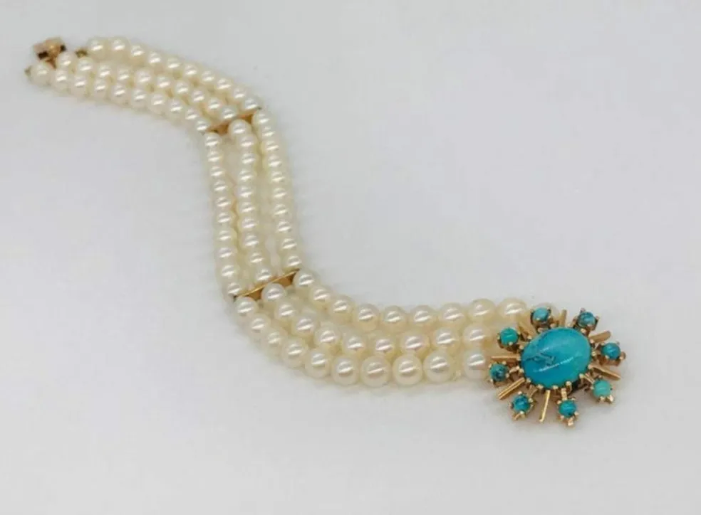 Bracelet Perles Akoya Turquoise