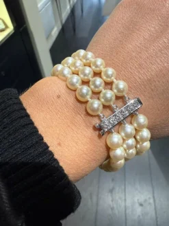 Bracelet perles de culture - Or blanc et Diamants