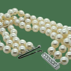 Bracelet perles de culture - Or blanc et Diamants