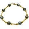 Bracelet perles de Tahiti/ or jaune