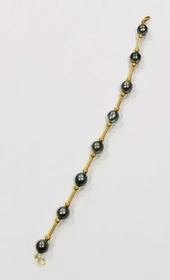 Bracelet perles de Tahiti/ or jaune