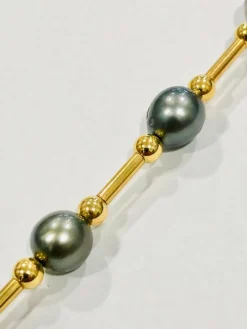 Bracelet perles de Tahiti/ or jaune