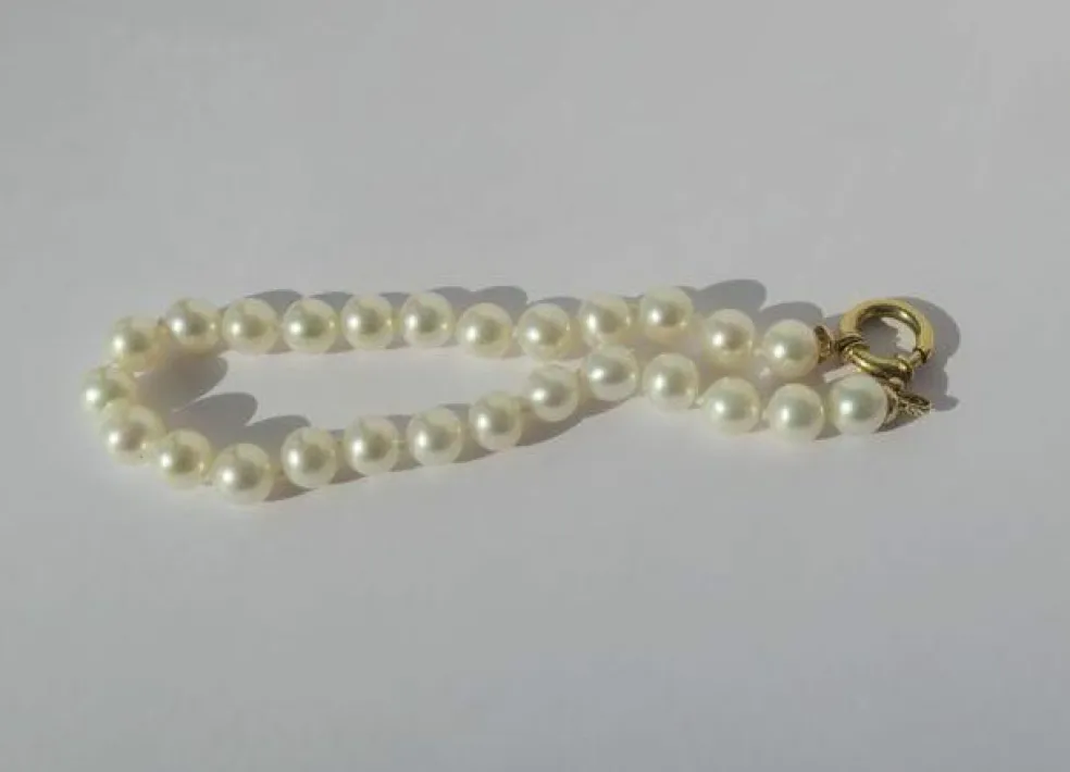 Bracelet perles, fermoir anneau marin