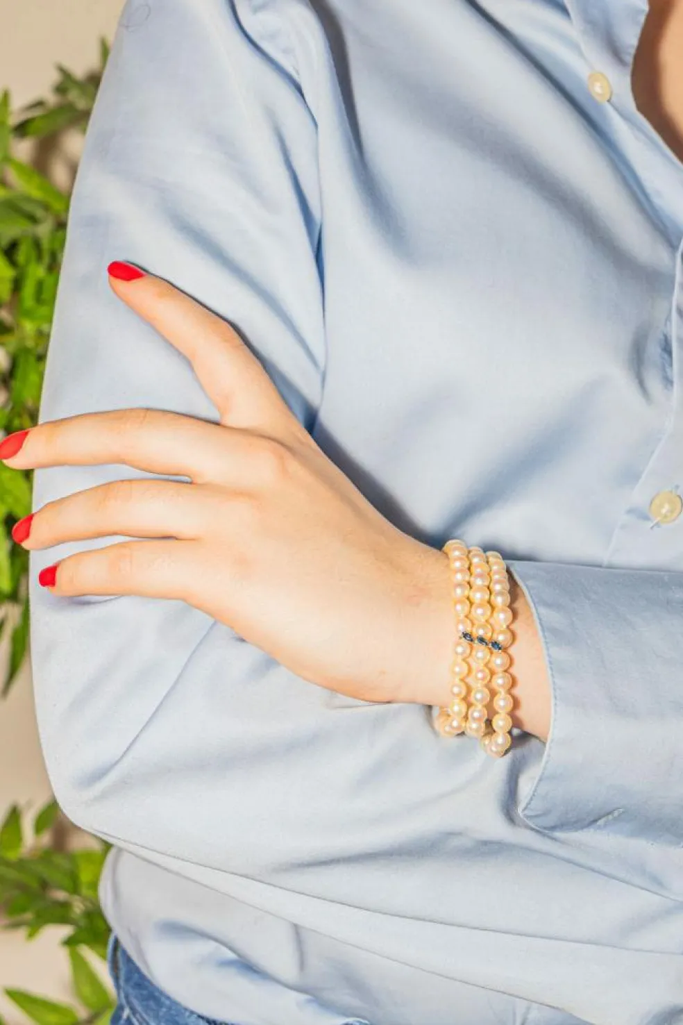 Bracelet Perles Or blanc Perle