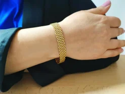 Bracelet plat ruban grain de riz