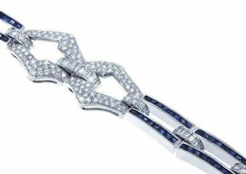 Bracelet platine diamants saphirs