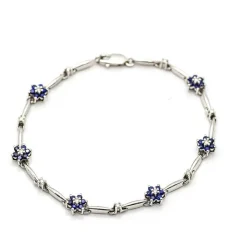 Bracelet "Printemps" Or blanc Saphirs Diamants