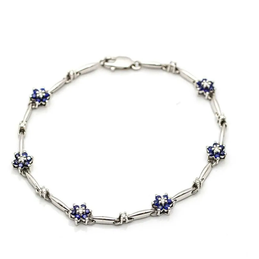 Bracelet "Printemps" Or blanc Saphirs Diamants
