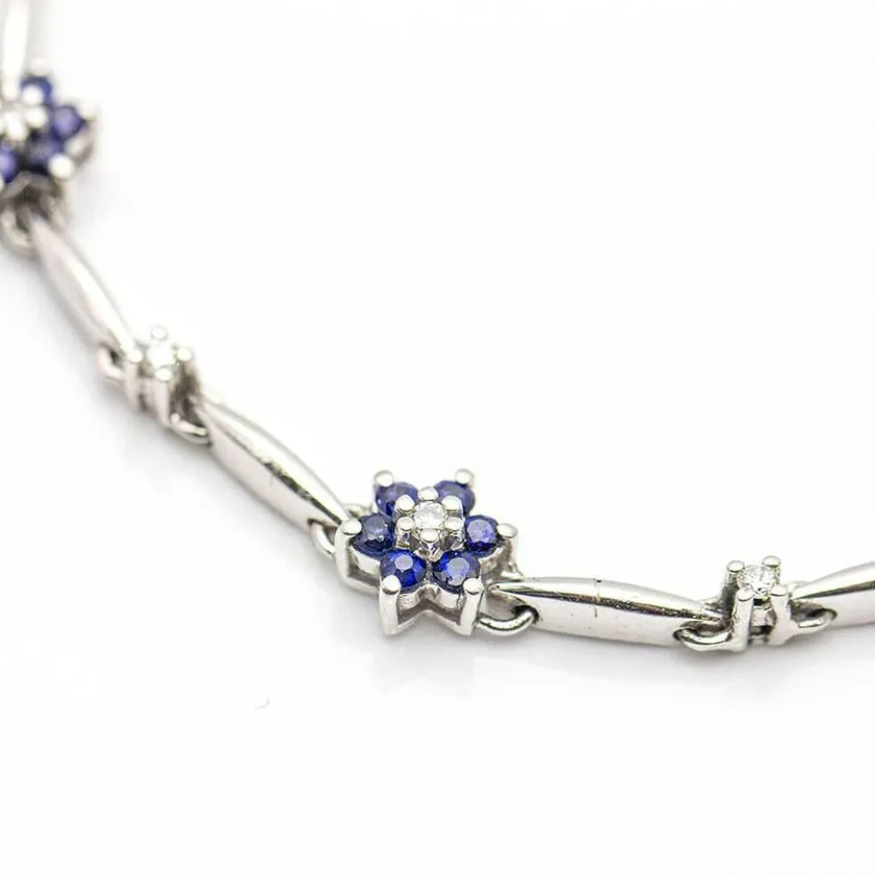 Bracelet "Printemps" Or blanc Saphirs Diamants