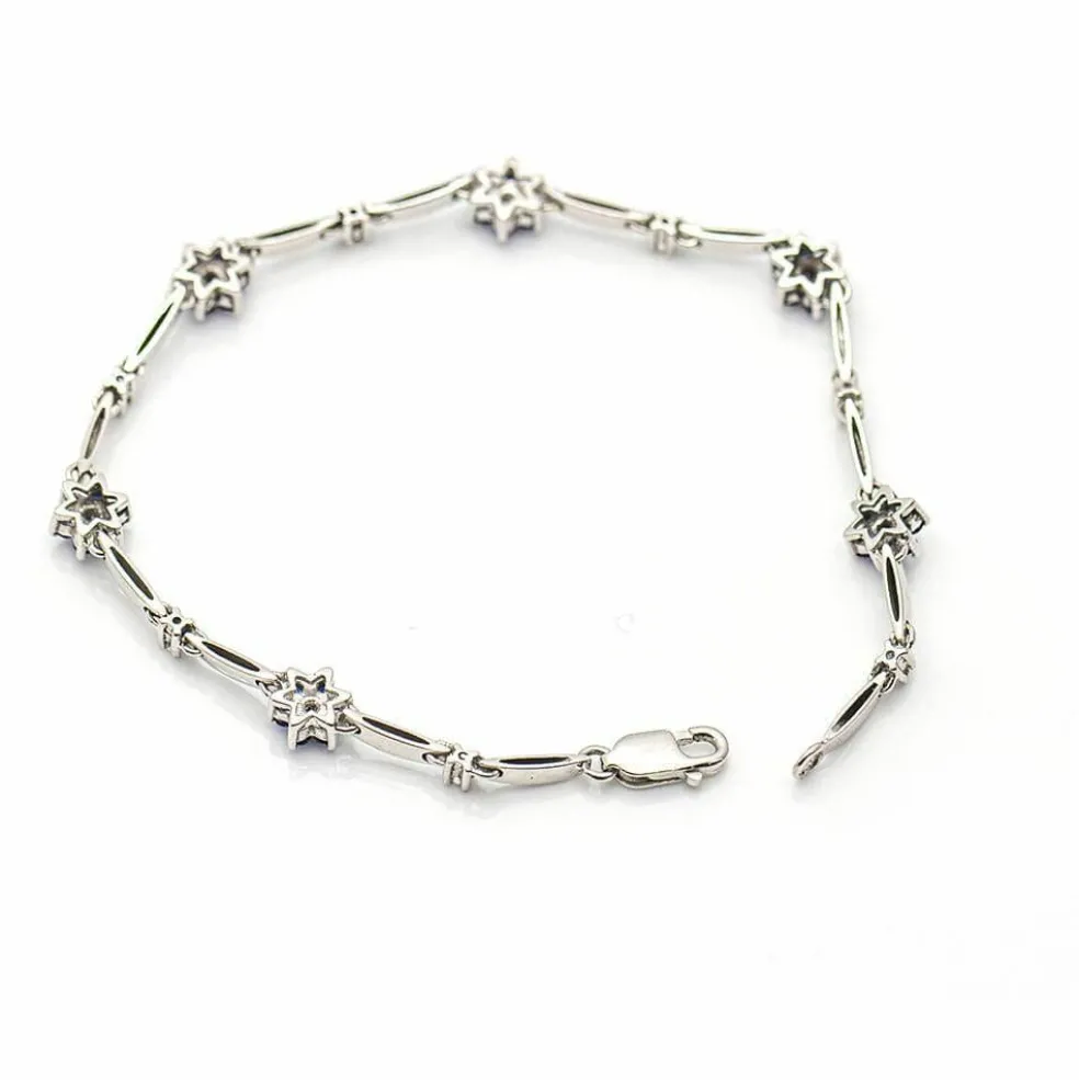 Bracelet "Printemps" Or blanc Saphirs Diamants